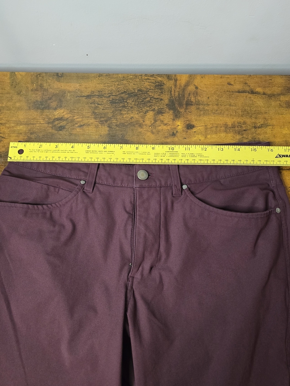 Lululemon Men's ABC Slim-Fit Pant 5-Pocket Warpstreme Cassis Burgundy 31x30 - Picture 4 of 5